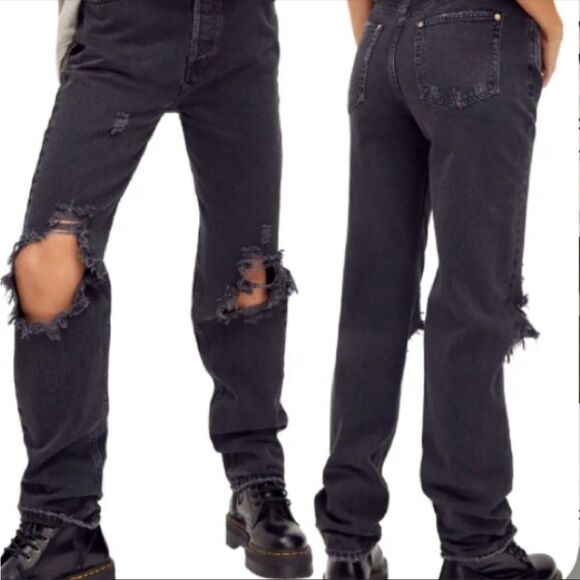 NWT Free People Lasso Jean Washed Black Women’s Size 25 - Picture 3 of 4